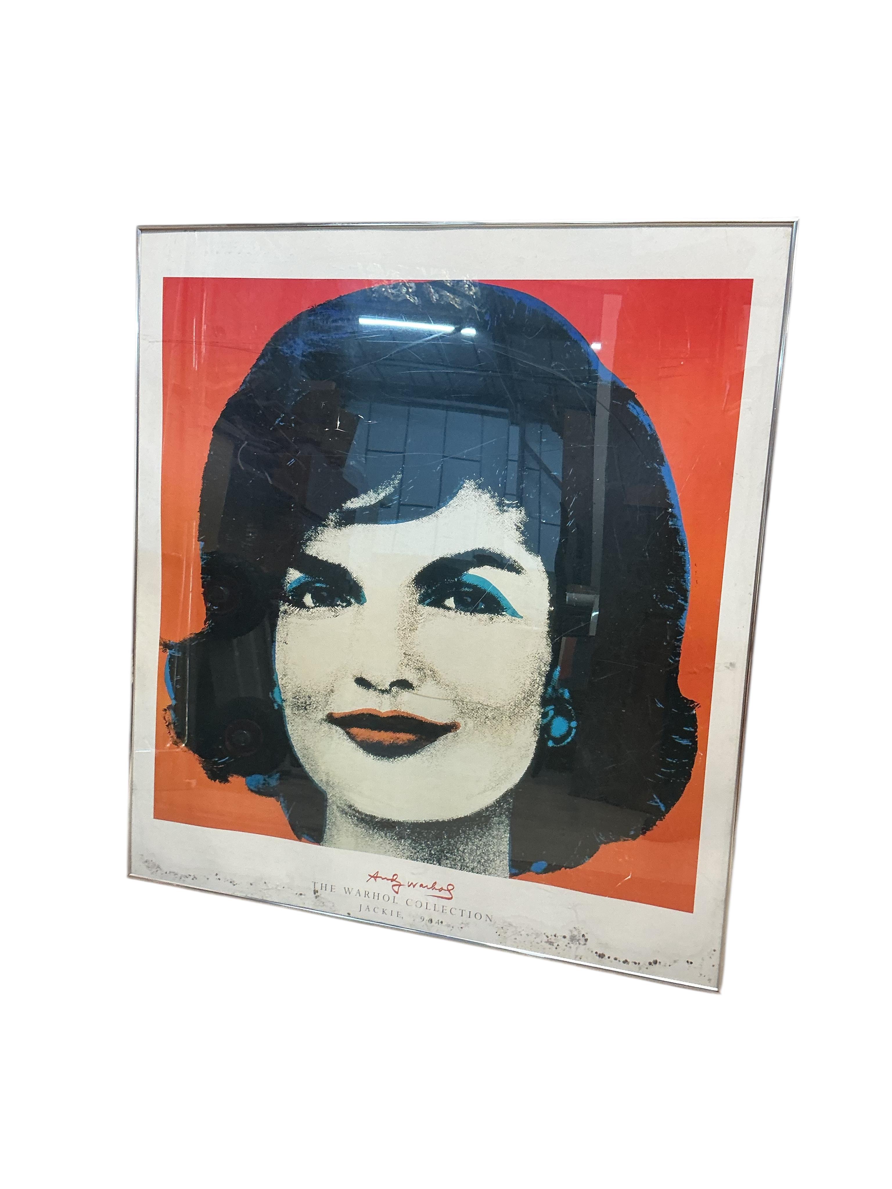 A large Andy Warhol print, Jackie Kennedy, 102cm x 110cm